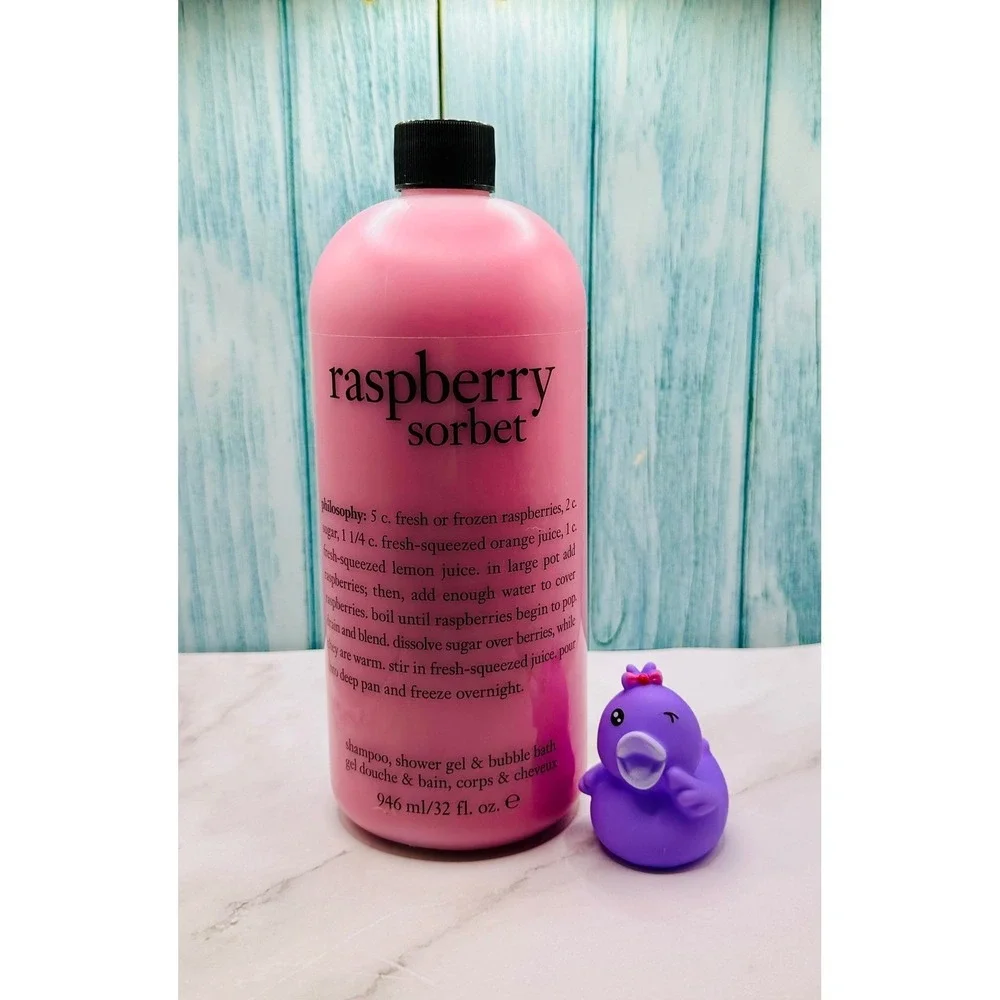 32 oz Philosophy Raspberry Sorbet 3-in-1 Shampoo Shower Gel Bubble‎ Bath w/ Pump